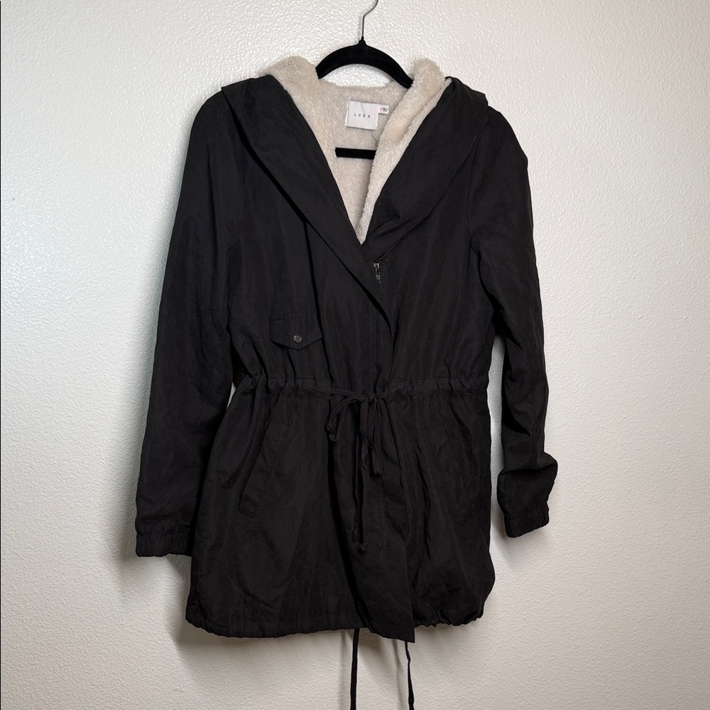 Lush Black Utility Jacket with Cream Lining